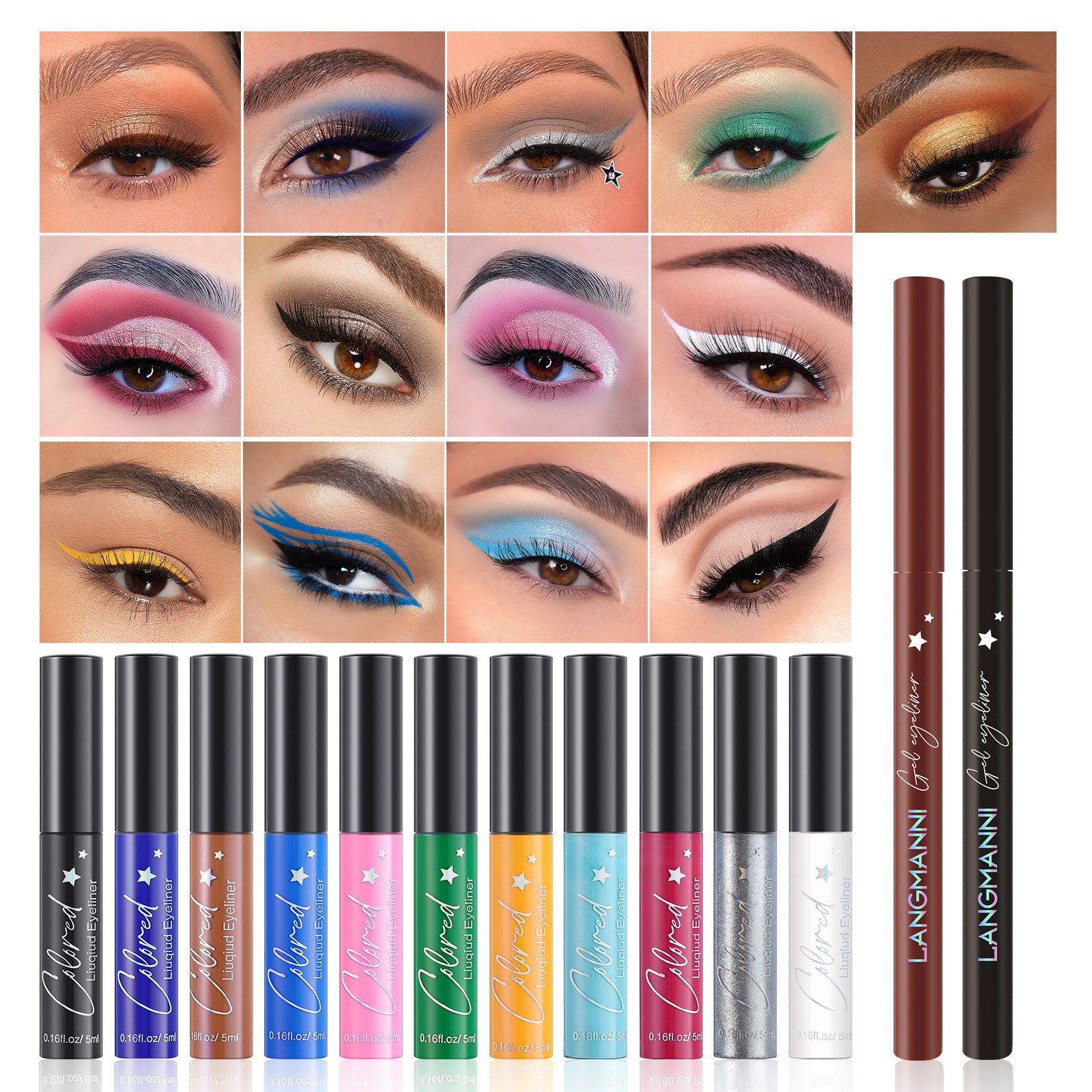 Set combinat de eyeliner lichid și creion gel pentru machiajul ochilor
