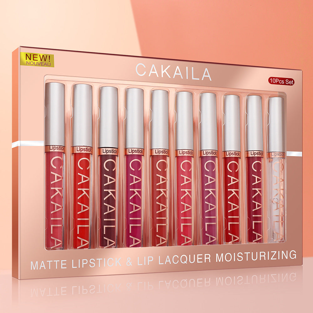 Set de 10 luciuri de buze mate rezistente la apă – Matte Nonstick Cup Waterproof Lip Gloss
